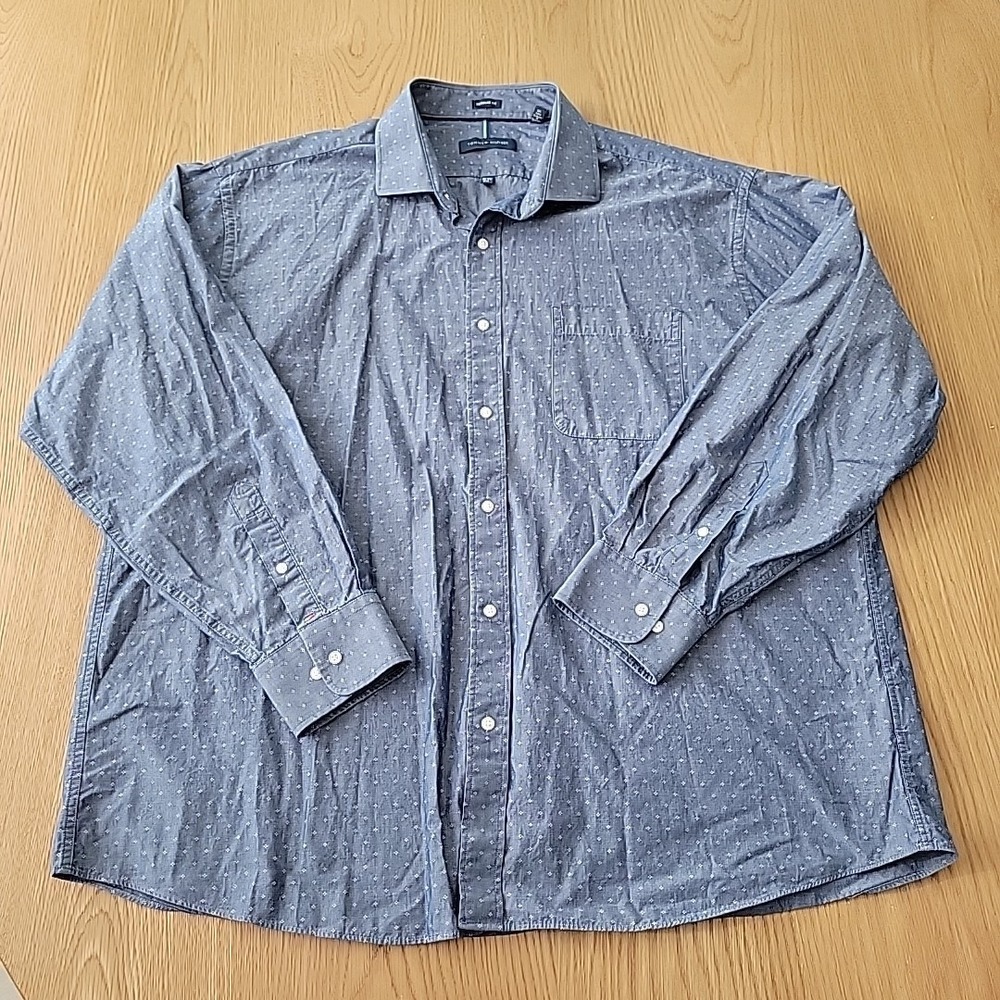 Tommy Hilfiger Men's Dress Shirt Long Sleeve Blue‎ Stretch XXL 18-18.5 36/37